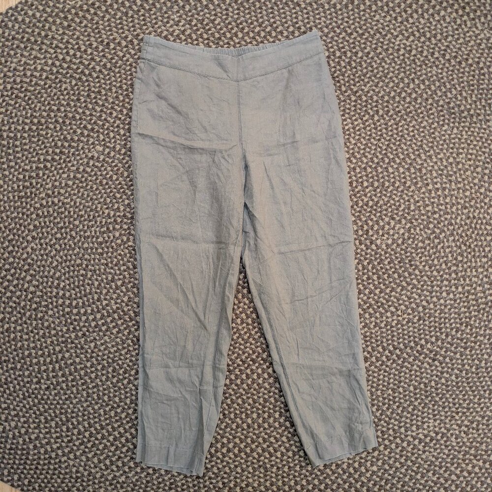Eileen Fisher Organic Linen Mid-Rise Cropped Trousers - Taupe